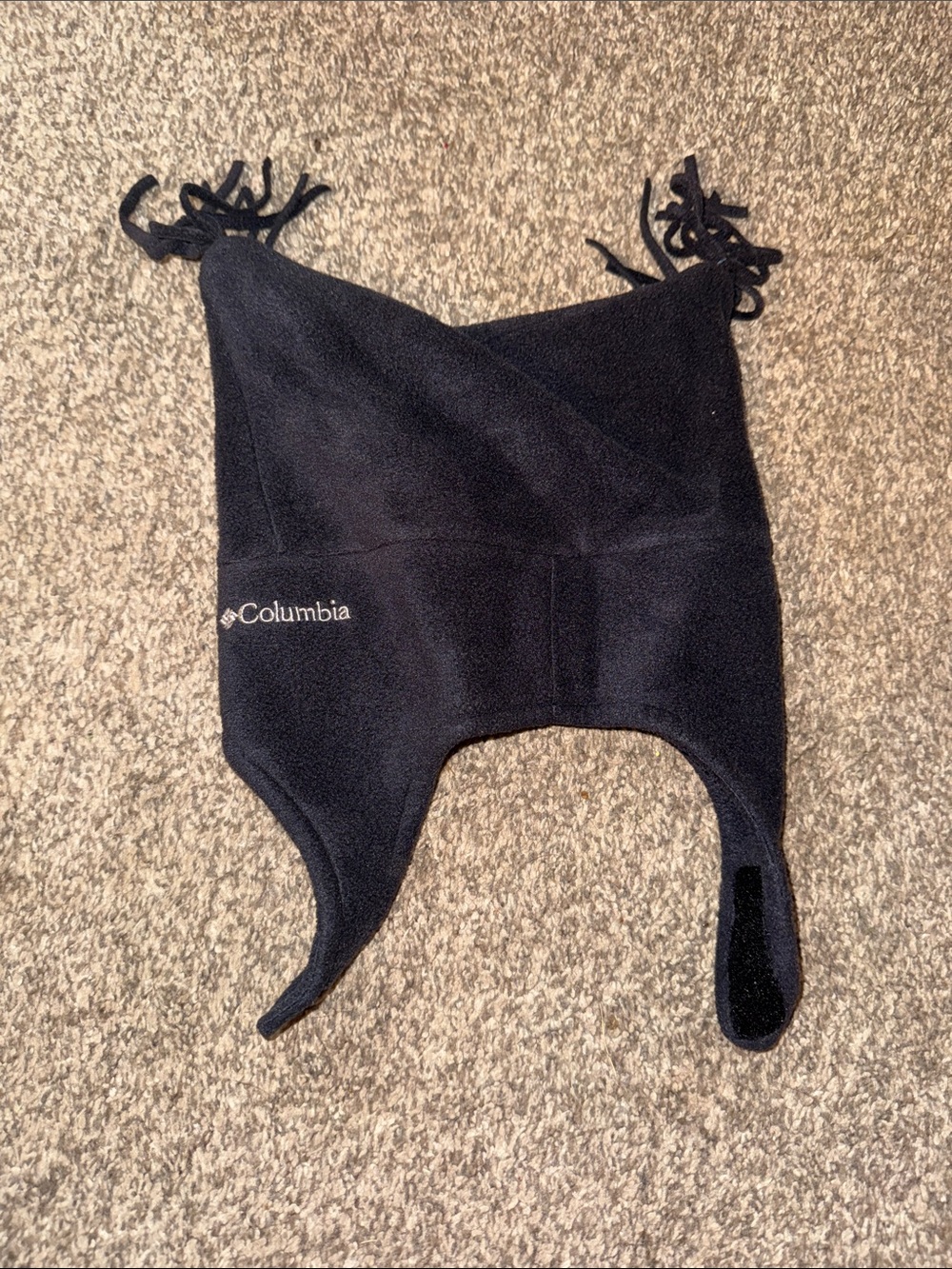 Columbia Black Fleece Earflap Balaclava with Ties